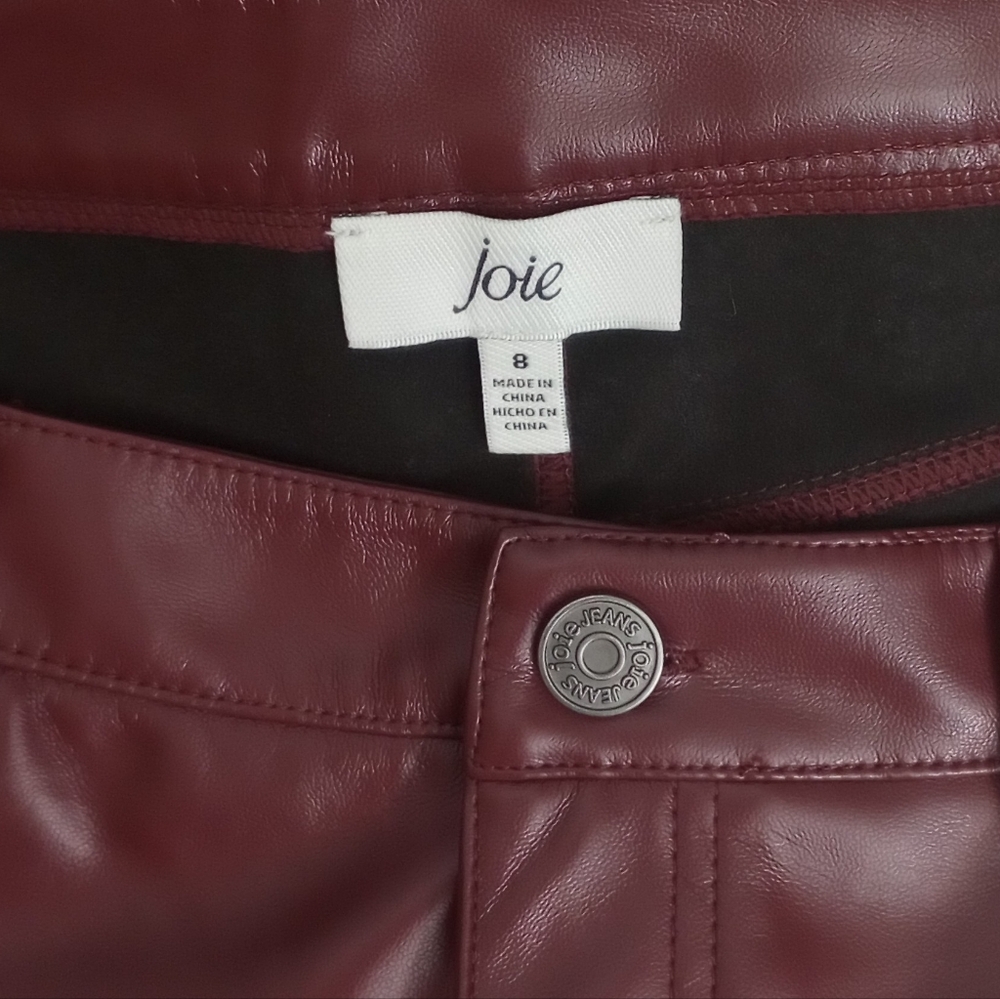 NWT Women's Joie Pant faux leather burgundy pants, size 8 - Picture 10 of 10